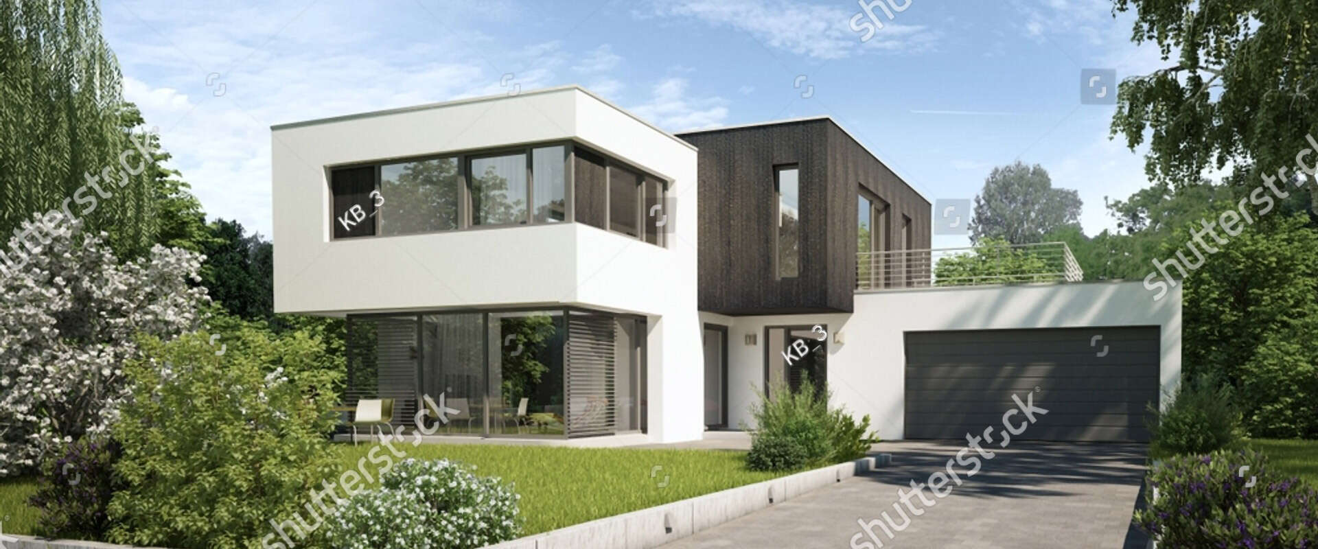 Referenz von M&M Bau mit Fenster, Raffstores und Garagentor